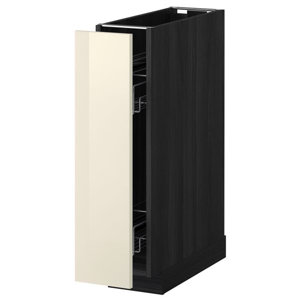 Напольный шкаф, выдвижной внутрений элемент МЕТОД, черный, Рингульт кремовый (20x60 см) - схема-чертеж с размерами