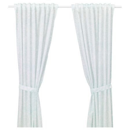 Гардины с прихватом, 1 пара ВЭНСКАПЛИГ, бирюзовый (120x300 см)