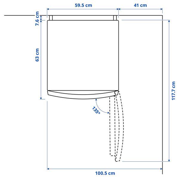 Холодильник морозильник, 219, 83 л, IKEA 500 отдельно стоящий,нержавеющая сталь IKEA MEDGÅNG МЕДГОНГ 504.901.24 - схема-чертеж с размерами