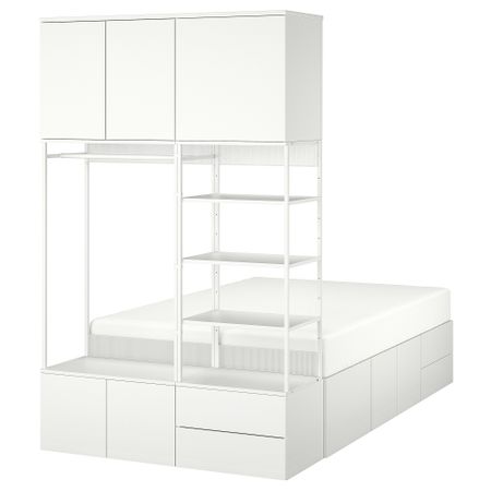 Каркас кровати, 8 дверец + 4 ящиков, белый, Fonnes, 142x244x223 см IKEA PLATSA ПЛАТСАA ПЛАТСА 493.253.85