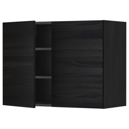 Навесной шкаф с полками, 2 дверцы МЕТОД, черный, Тингсрид черный