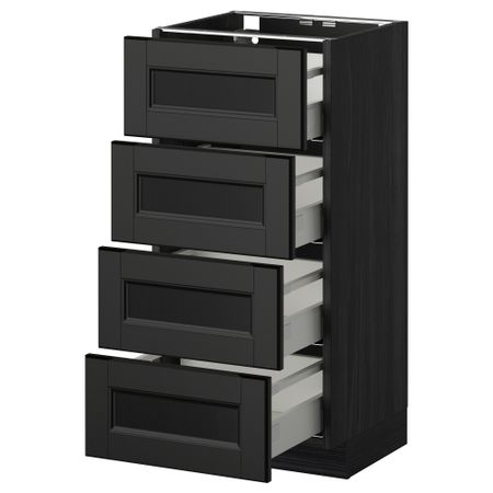 Напольный шкаф 4 фронтальных панели, 4 ящика МЕТОД / МАКСИМЕРА, черный, Лаксарби черно-коричневый