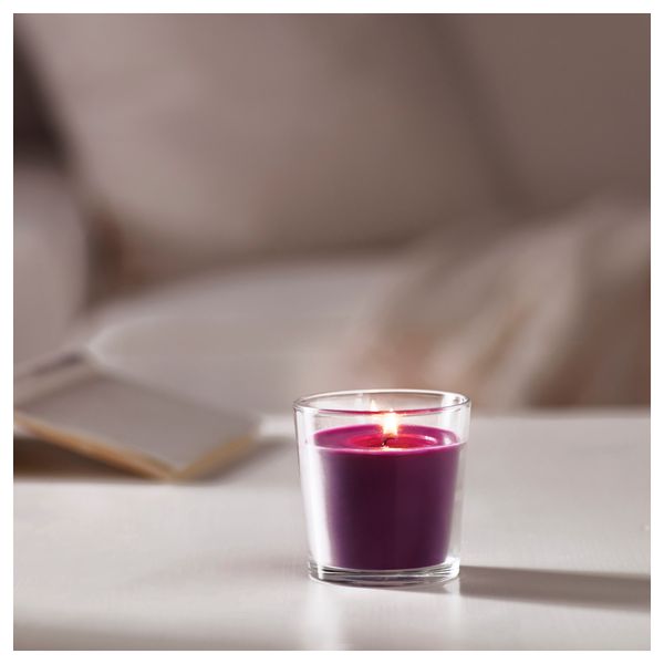 Ароматическая свеча в стакане СИНЛИГ, Цветение сиреневый, сиреневый (7.5 см) - фото 2