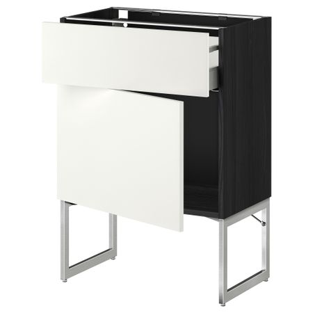 Напольный шкаф с ящиком, дверью МЕТОД / МАКСИМЕРА, черный, Хэггеби белый