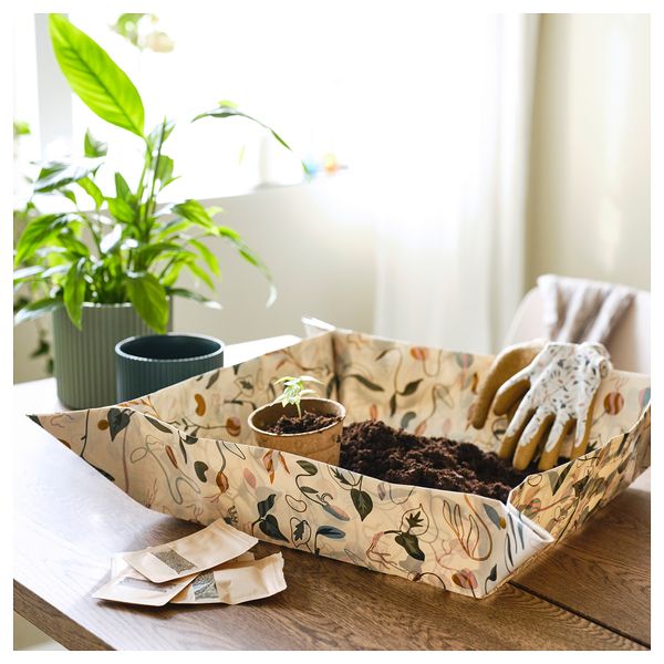 Коврик для посадки растений, орнамент «росток» белый с оттенком IKEA DAKSJUS 305.673.03 - фото 4