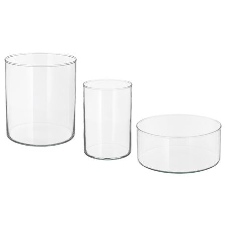 Ваза/миска, 3 шт, прозрачное стекло IKEA ЦИЛИНДР 203.775.15