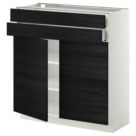 Напольный шкаф, 2 дверцы, 2 ящика МЕТОД / МАКСИМЕРА, белый, Тингсрид черный
