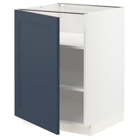 Напольный шкаф с полками, белый Акстад/матовая поверхность синий 60x60 см IKEA METOD МЕТОД 494.448.35