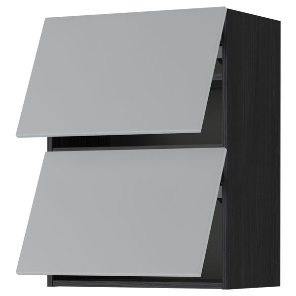 Навесной шкаф, 2 дверцы, горизонтальный МЕТОД, черный, Веддинге серый - схема-чертеж с размерами