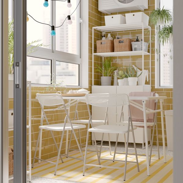Стол + 4 складных стула, для сада, белый, белый, серый, 130 см IKEA TORPARÖ ТОРПАРЁ 894.948.66 - фото 3