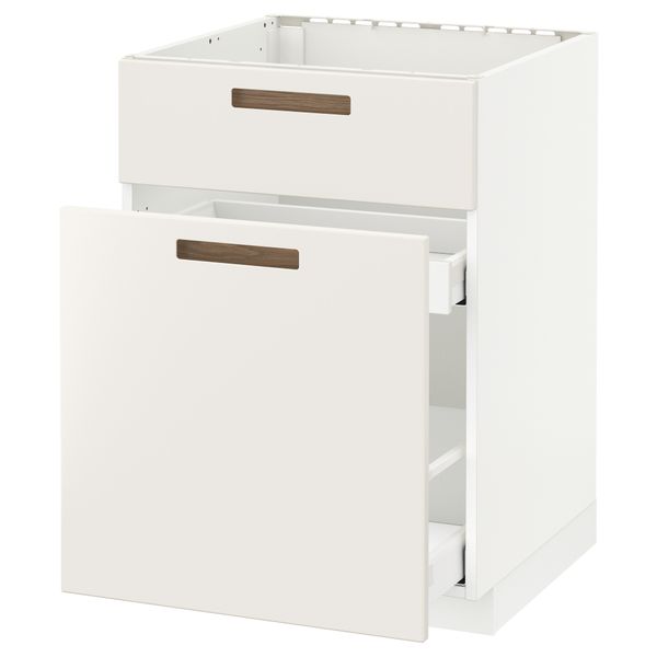Напольный шкаф под мойку, сорт муcора, 1 дверца, 2 ящика МЕТОД / МАКСИМЕРА, белый, Мэрста белый (60x60 см) - схема-чертеж с размерами
