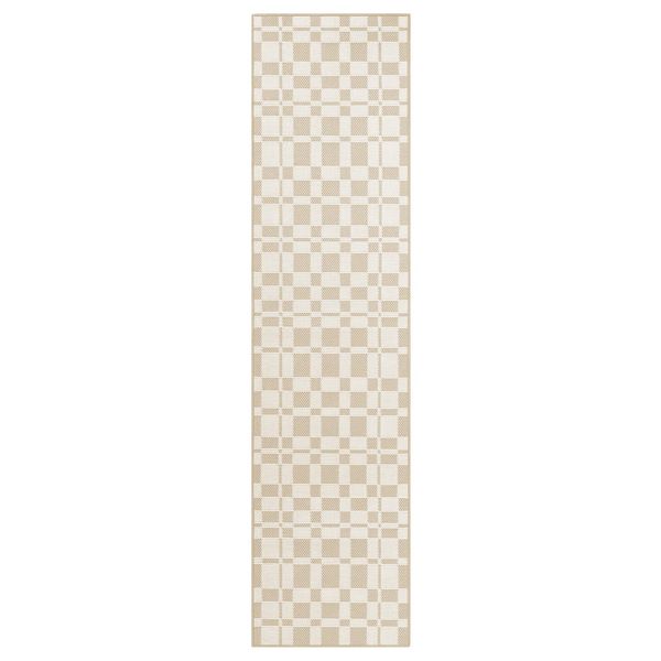 NATTÅG Кухонная коврик - бежевый/клетка 45x180 см - фото 1