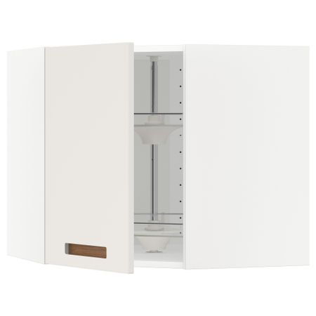 Угловой навесной шкаф с вращающейся секцией МЕТОД, белый, Мэрста белый