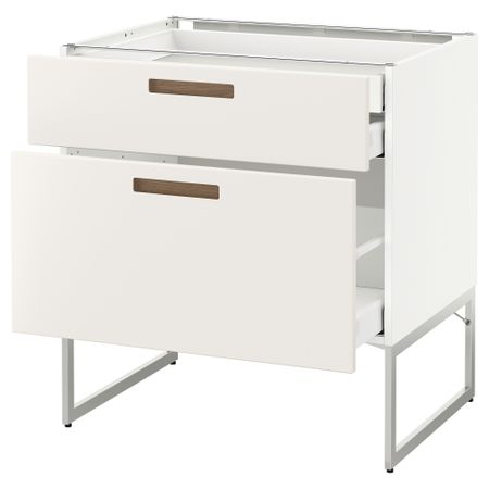 Напольный шкаф 2 фронтальных панели, 2 нижних,1 встроенный ящик МЕТОД / МАКСИМЕРА, белый, Мэрста белый