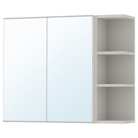 Зеркальный шкафчик с 2-мя дверцами, 1 открытыми полк, белый, серый 79x21x64 см IKEA LILLÅNGEN ЛИЛЛОНГЕН 792.425.05