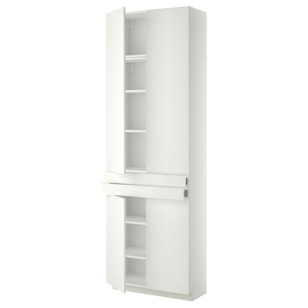 Высокий шкаф + полки, 2 ящика, 4 дверцы МЕТОД / ФОРВАРА, белый, Хэггеби белый (80x37x240 см) - фото 1