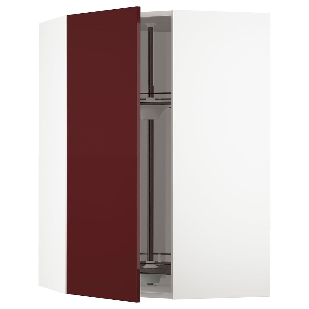 Угловой навесного шкаф с вращающейся секц, белый Калларп/глянцевый темный красно-коричневый 68x100 см IKEA METOD МЕТОД - фото 1