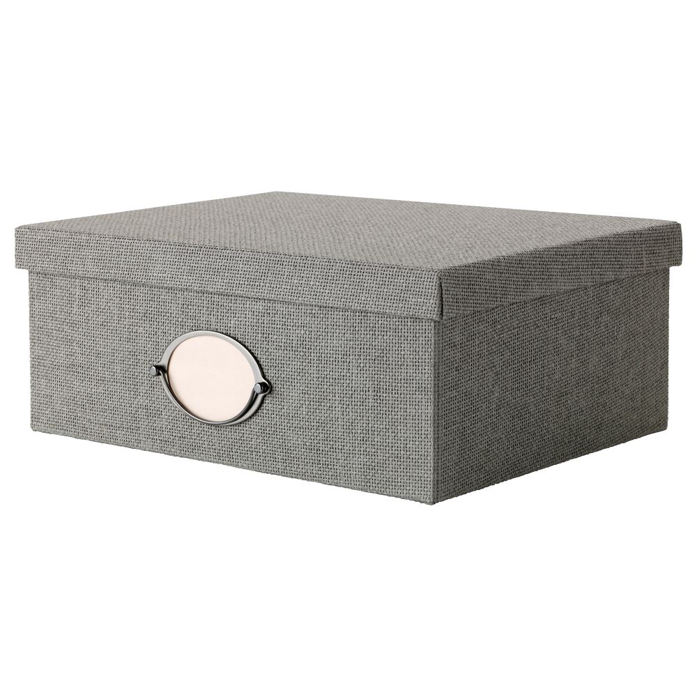 Коробка с крышкой КВАРНВИК, серый (38x29x15 см) - фото 1