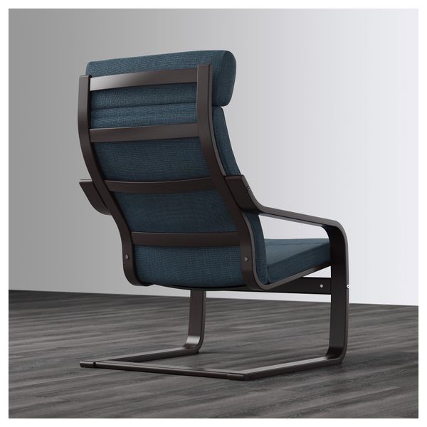 Кресло ПОЭНГ, черно-коричневый, Хилларед темно-синий - схема-чертеж с размерами