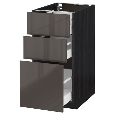 Напольный шкаф с 3 ящиками МЕТОД / МАКСИМЕРА, черный, Рингульт серый