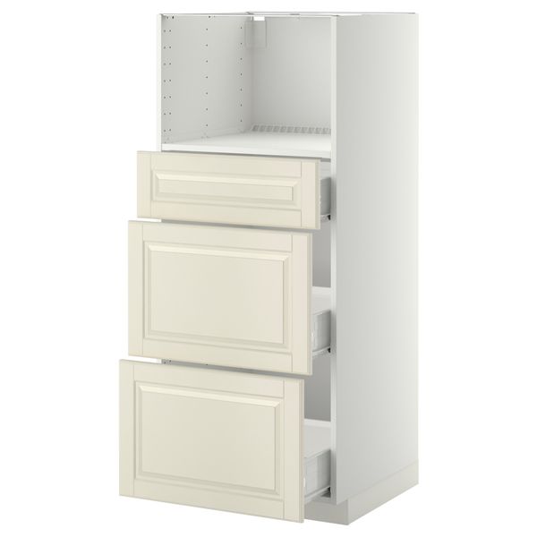 Высокий шкаф для СВЧ с 3 ящиками МЕТОД / ФОРВАРА, белый, Будбин белый с оттенком (60x60x140 см) - фото 1