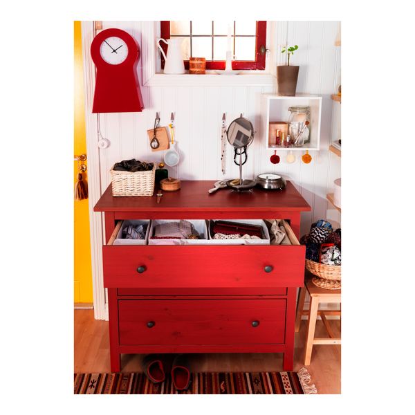 Комод с 3 ящиками ХЕМНЭС, красный (108x95 см) - схема-чертеж с размерами