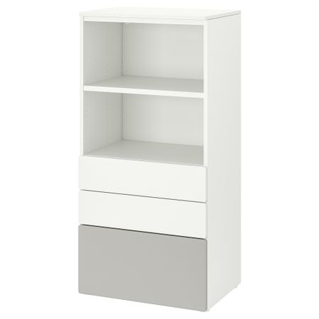 Стеллаж, белый серый с 3 ящиками, 60x42x123 см IKEA PLATSA ПЛАТСАA ПЛАТСА, SMÅSTAD СМОСТАД 794.205.26