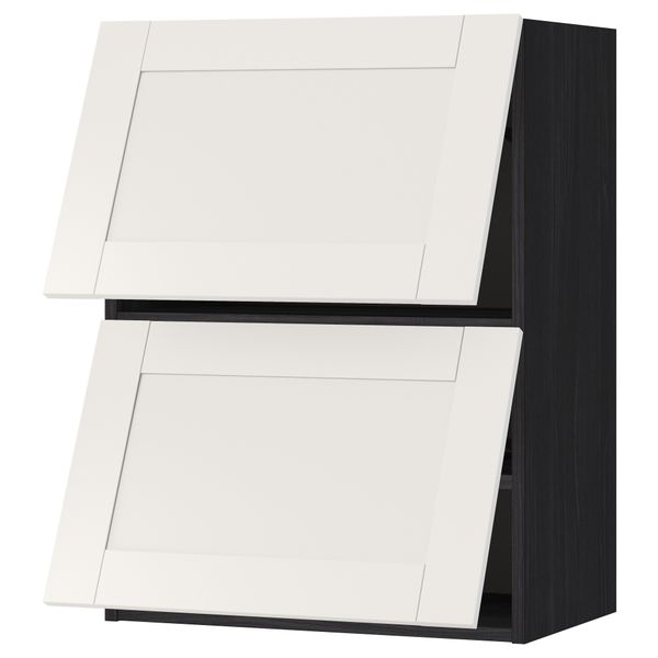 Навесной шкаф, 2 дверцы, горизонтальный МЕТОД, черный, Сэведаль белый - схема-чертеж с размерами