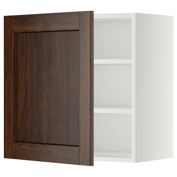 Навесной шкаф с полками, белый/Эдсерум коричневый 60x60 см IKEA METOD МЕТОД 294.706.32 - фото 1