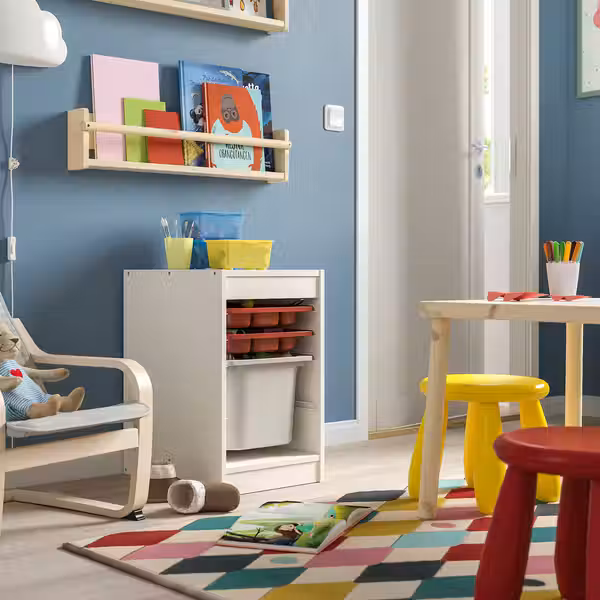 TROFAST Комбинация с контейнером/лотками - белый красный/серый 34x44x56 см - фото 2