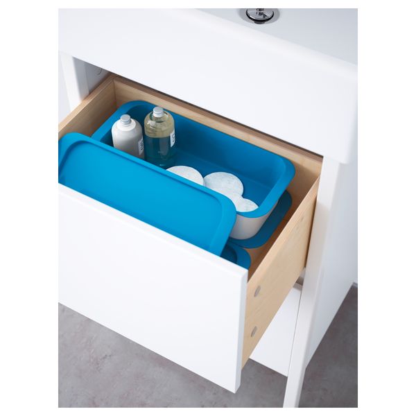 Контейнер с крышкой ГЕССАН, белый/синий (30x13x8 см) - схема-чертеж с размерами