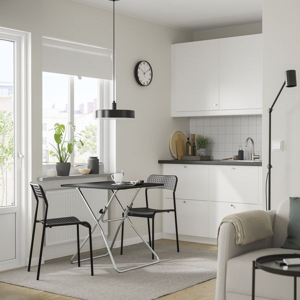 Стол и 2 стула, складной черный, черный, 67x67 см IKEA GUNDE ГУНДЕ, ADDE АДДЕ 095.648.01 - фото 2