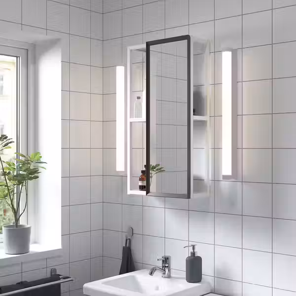 ENHET Шкафчик зеркальный - белый 40x17x75 см - фото 2