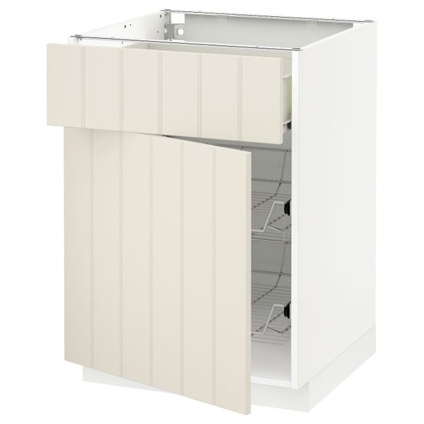 Напольный шкаф с проволочной корзиной/ящ/дверью, белый/Хитарп белый с оттенком 60x60 см IKEA МЕТОД / ФОРВАРА 992.619.08 - схема-чертеж с размерами