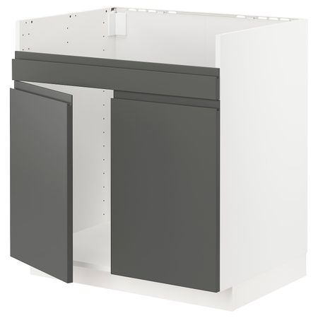 Шкаф для двойной мойки ХАВСЕН, белый/Воксторп темно-серый 80x60 см IKEA METOD МЕТОД 394.705.23
