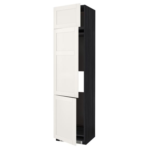 Высокий шкаф для холодильника или морозильника, с 3 дверями МЕТОД, черный, Сэведаль белый - схема-чертеж с размерами