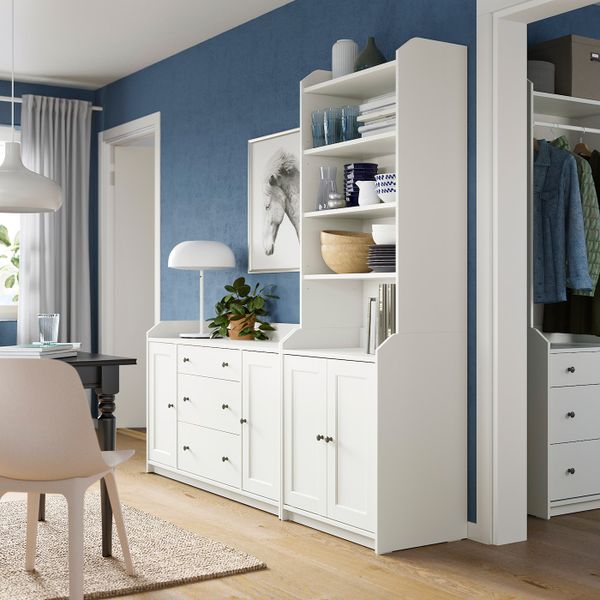 Комбинация для хранения, белый 210x46x199 см IKEA HAUGA ХАУГА 793.887.05 - фото 2