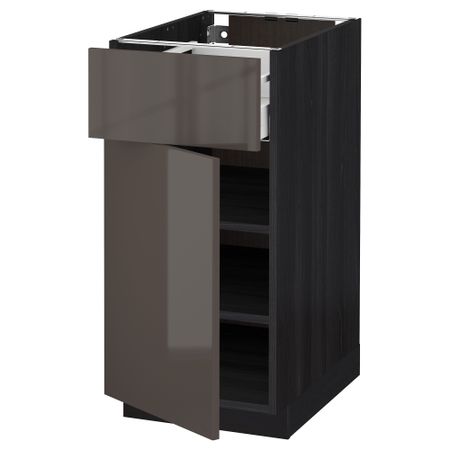 Напольный шкаф с ящиком, дверью МЕТОД / МАКСИМЕРА, черный, Рингульт серый