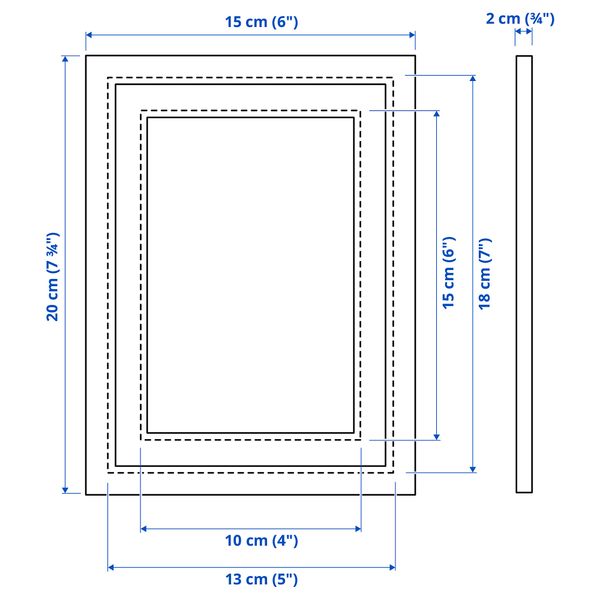 Рама, серебристый, 13x18 см IKEA SILVERHÖJDEN СИЛВЕРХОЙДЕН 002.920.94 - схема-чертеж с размерами