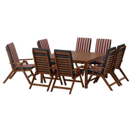 Стол + 8 кресел ЭПЛАРО, коричневая морилка, Экерон черный