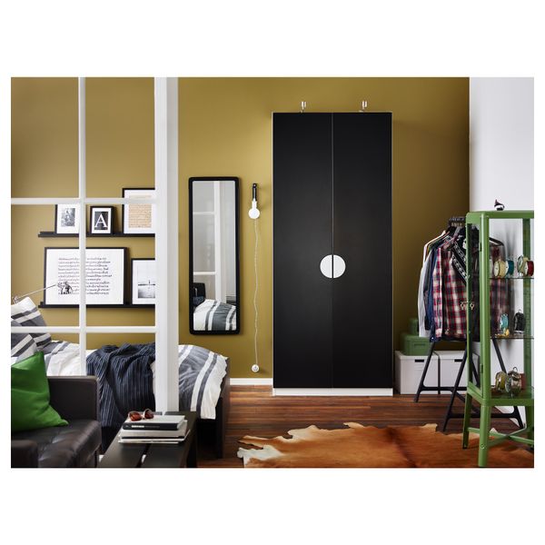 Гардероб ПАКС, белый, Танем черный (100x60x236 см) - схема-чертеж с размерами