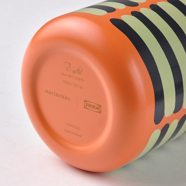 Бутылка для воды, 0.7 л, нержавеющая сталь орнамент «полоска»/зеленый IKEA BASTUA 505.424.82 - фото 3