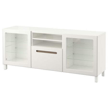 Тумба для ТВ с ящиками БЕСТО, Марвикен белый прозрачное стекло (180x40x74 см)