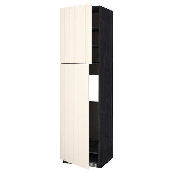 Высокий шкаф для холодильника, 2 дверцы МЕТОД, черный, Хитарп белый с оттенком - схема-чертеж с размерами