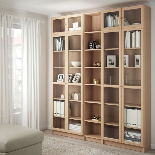 Стеллаж комбинация, стеклянны дверцы, 200x30x237 cm IKEA BILLY БИЛЛИ, OXBERG ОКСБЕРГ 892.499.69 - фото 3