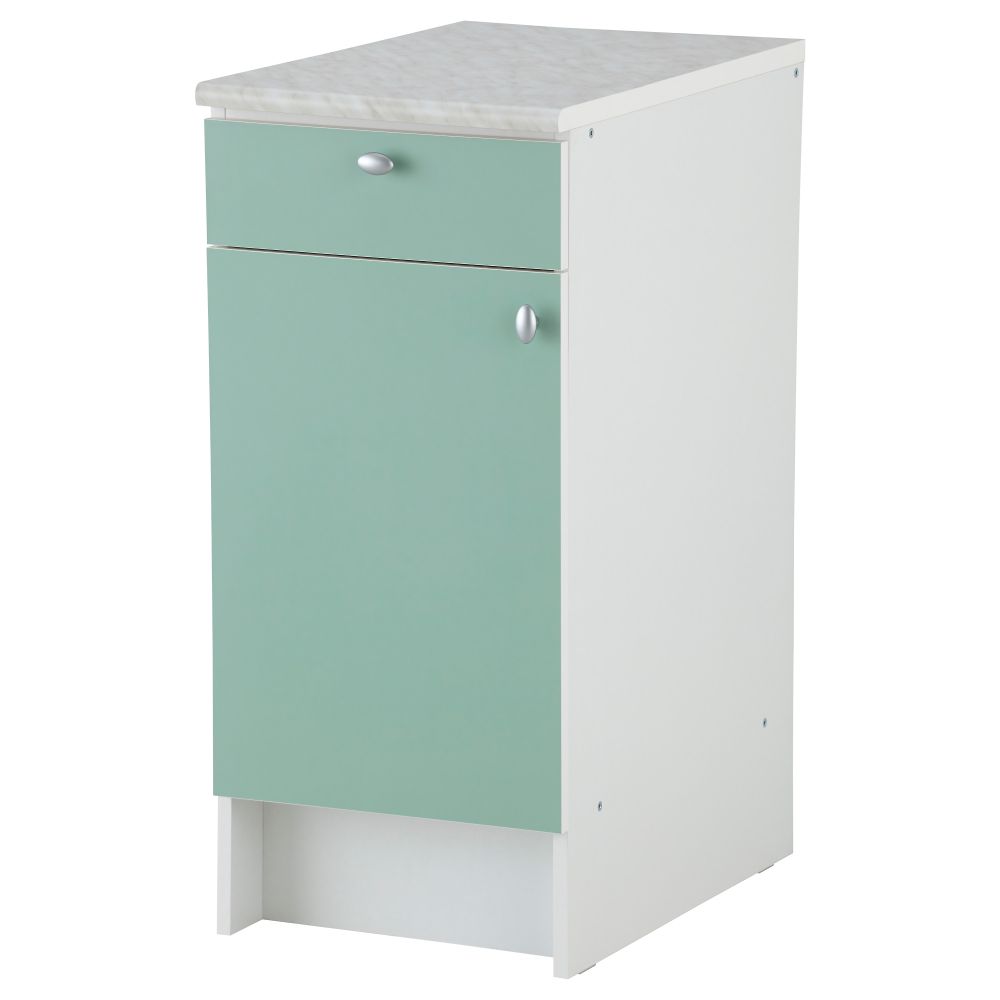 Напольный шкаф с дверью и ящиком АЛЬБРУ, светло-зеленый (40x89 см) - фото 1