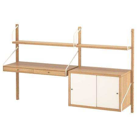 Рабочее место – комбинация, бамбук, белый 150x35x93 см IKEA СВАЛЬНЭС 692.051.17