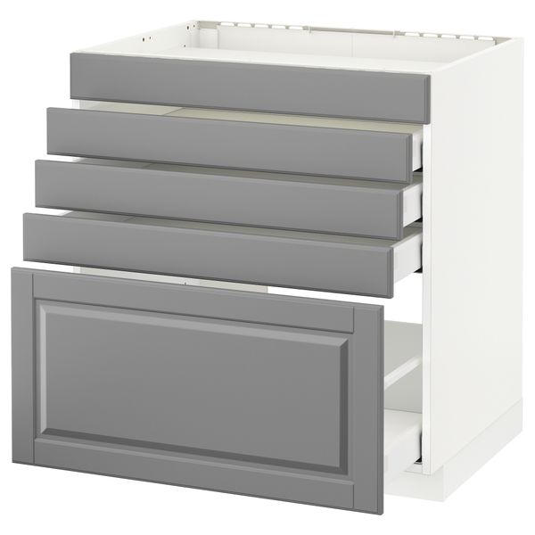 Напольный шкаф для варочной панели, 5 фасадов, 4 ящиков МЕТОД / МАКСИМЕРА, белый, Будбин серый - схема-чертеж с размерами