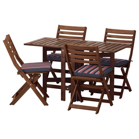 Стол + 4 складных стула, для сада ЭПЛАРО, коричневая морилка, Экерон черный
