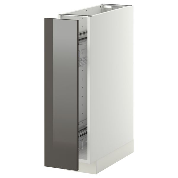 Напольный шкаф, выдвижной внутрений элемент МЕТОД, белый, Рингульт серый (20x60 см) - схема-чертеж с размерами